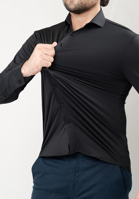 Black Performance 4 Way Super Stretch Shirt - Wrinkle Free
