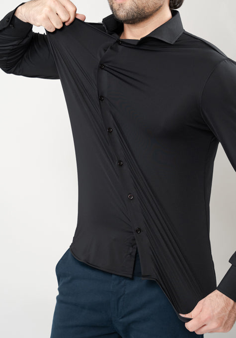 Black Performance 4 Way Super Stretch Shirt - Wrinkle Free
