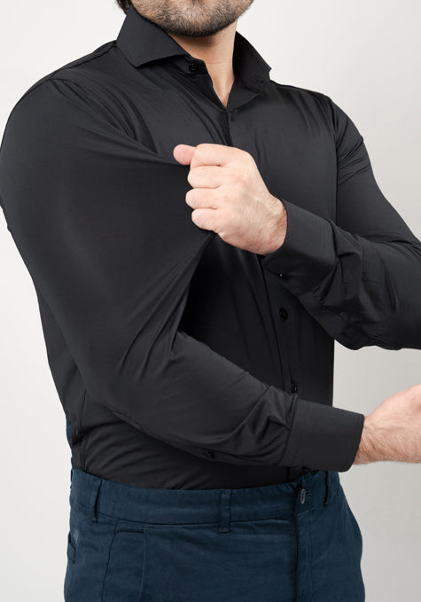 Black Performance 4 Way Super Stretch Shirt - Wrinkle Free
