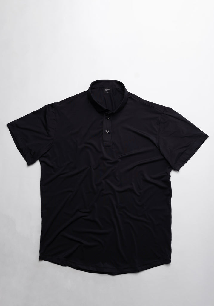 Black Performance Jersey 4 Way Super Stretch Polo Half Sleeves Shirt - Wrinkle Free