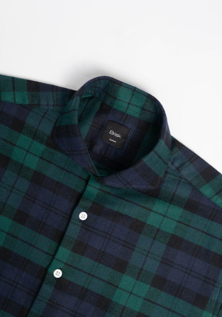 Blue Green Black Watch Bold Tartan Flannel Shirt-2