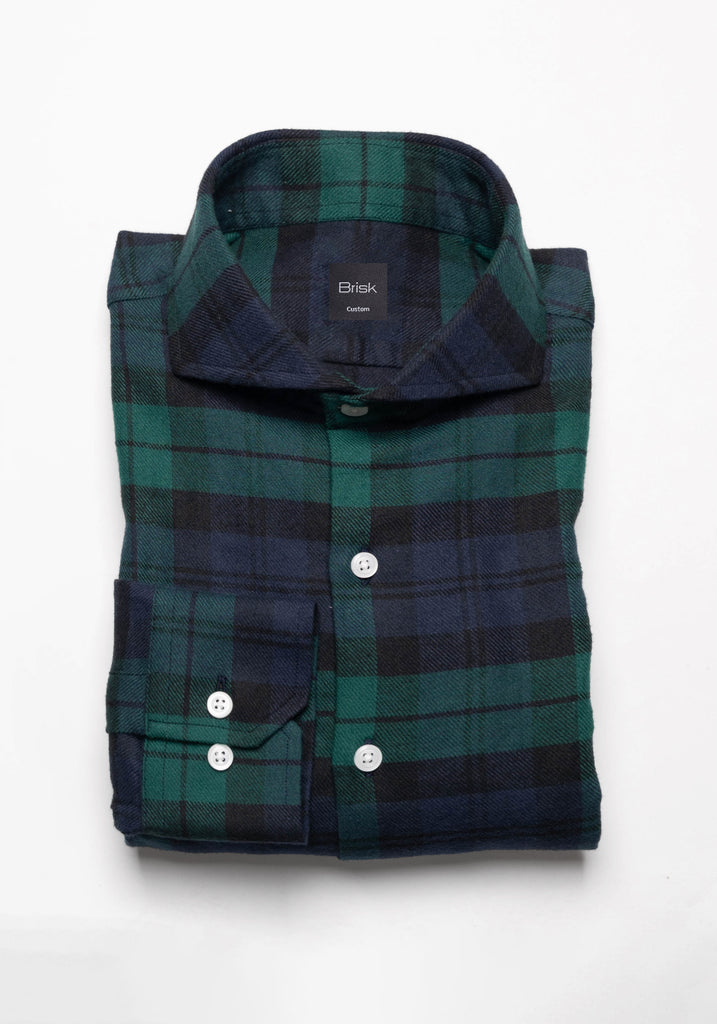 Blue Green Black Watch Bold Tartan Flannel Shirt