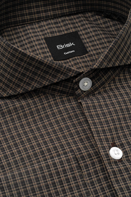 Brown Retro Check Wrinkle Resistant Shirt-1