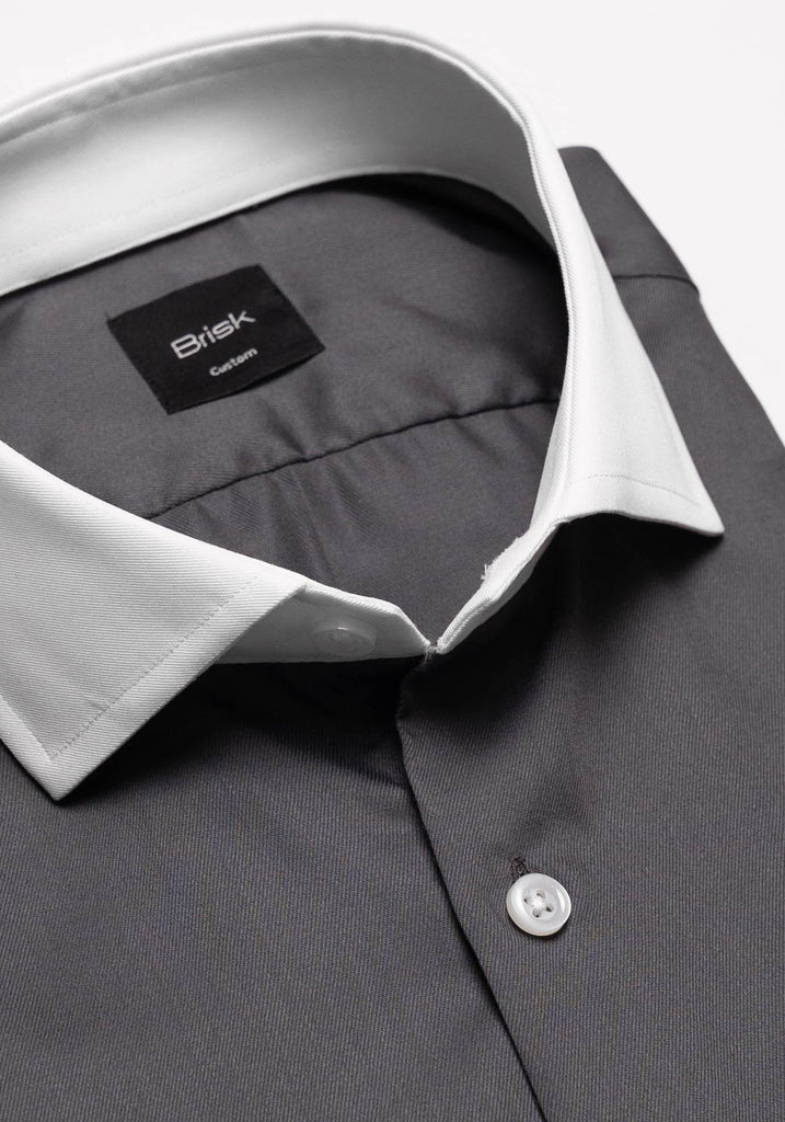 Charcoal Grey Non-Iron Gloss Twill Shirt-1
