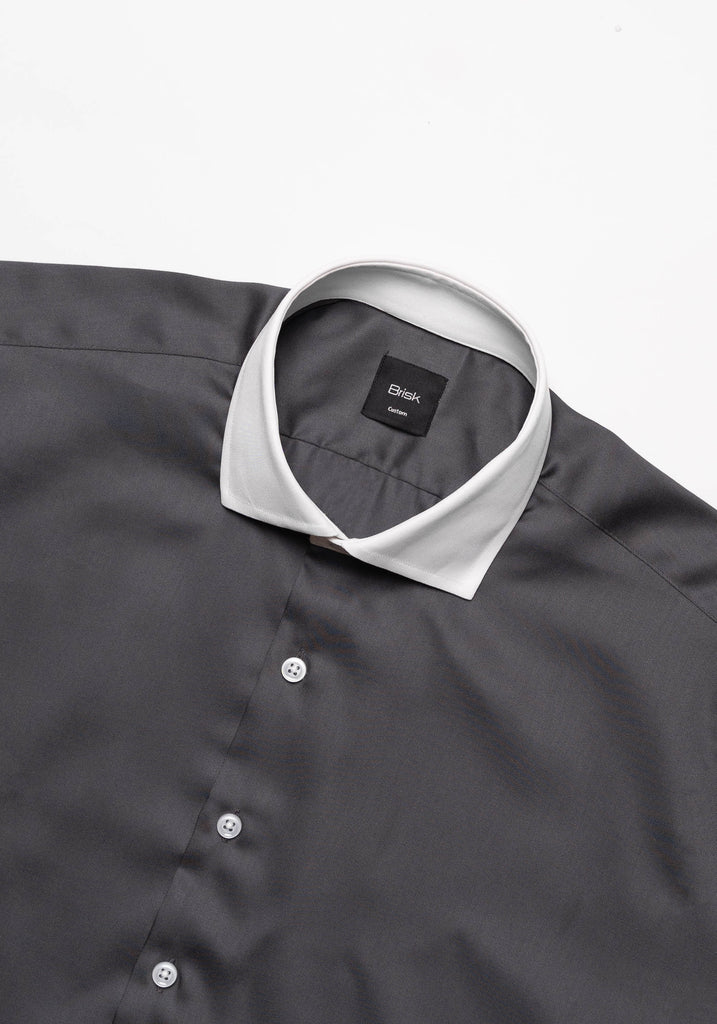 Charcoal Grey Non-Iron Gloss Twill Shirt-2