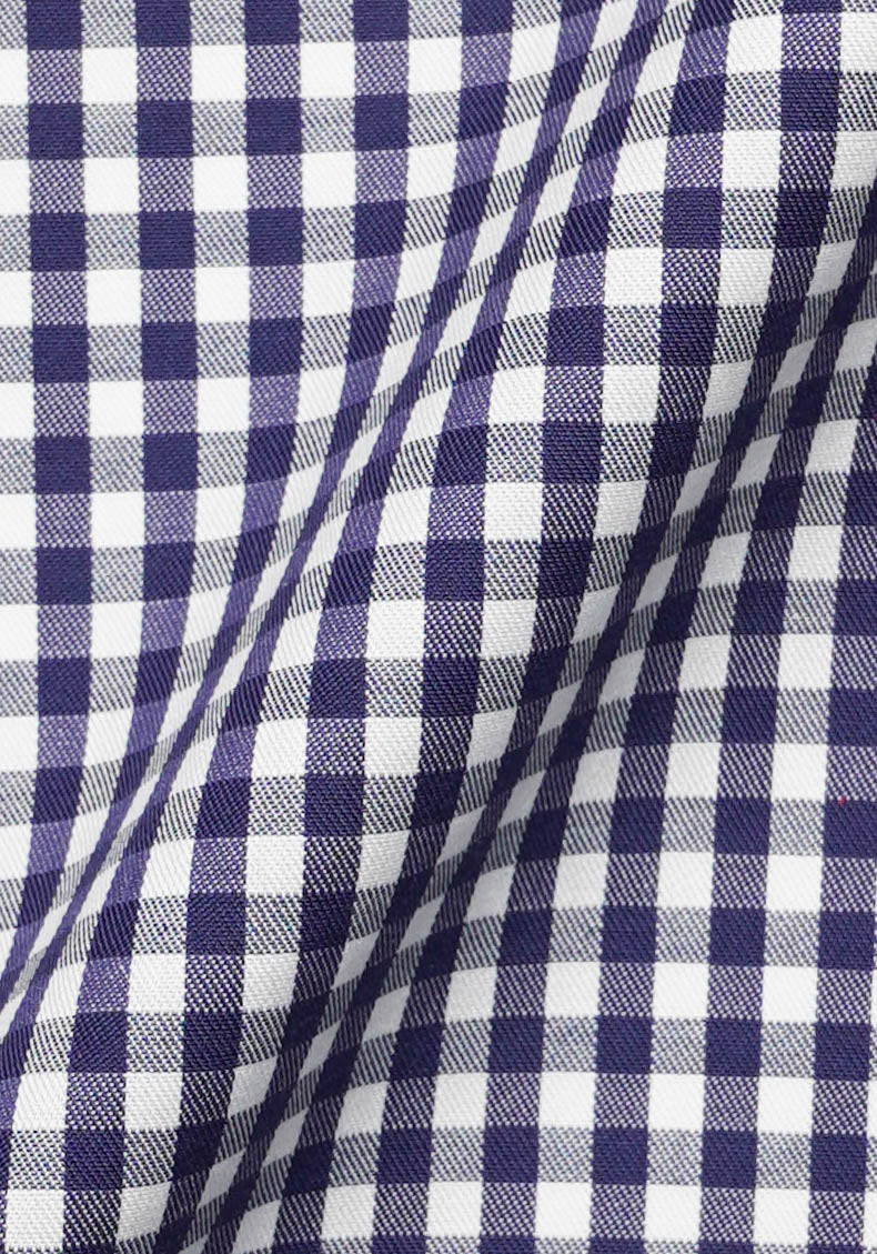 Crisp Navy Blue Tencel Poly Gingham - Wrinkle Free