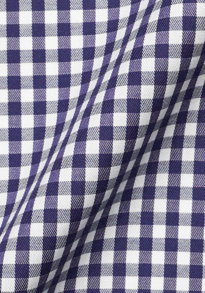 Crisp Navy Blue Tencel Poly Gingham - Wrinkle Free