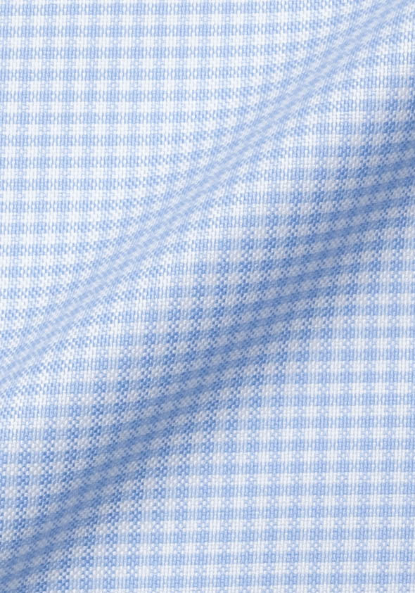 Crisp Sky Blue Gingham Pinpoint Shirt - Wrinkle Resistant
