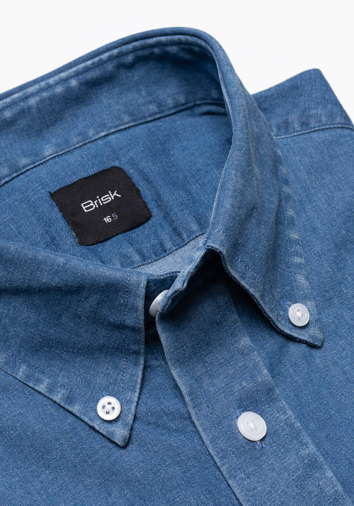 Dark Denim Stretch Shirt  - Button Down Collar2