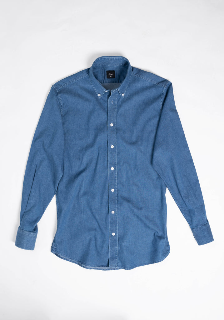 Dark Denim Stretch Shirt  - Button Down Collar 3