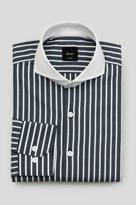 Dark Navy Wide Striped Shirt