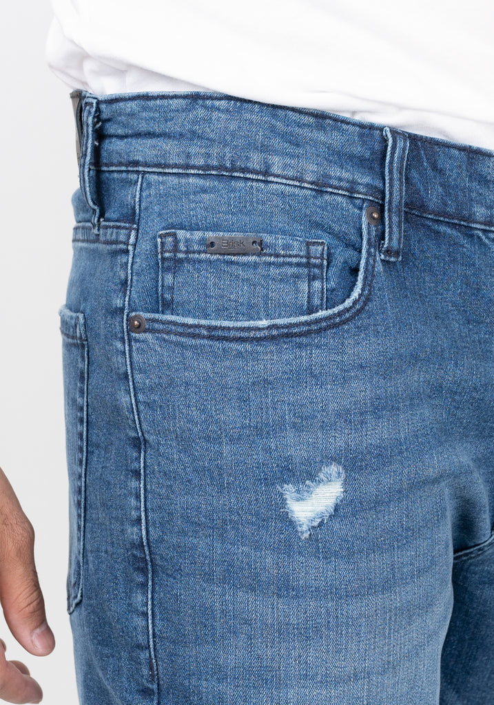 Dark Mid Wash Straight Fit Jeans