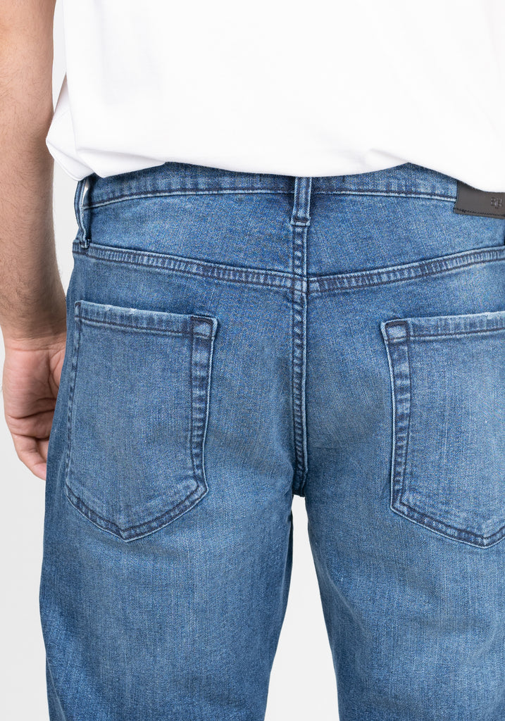 Dark Mid Wash Straight Fit Jeans