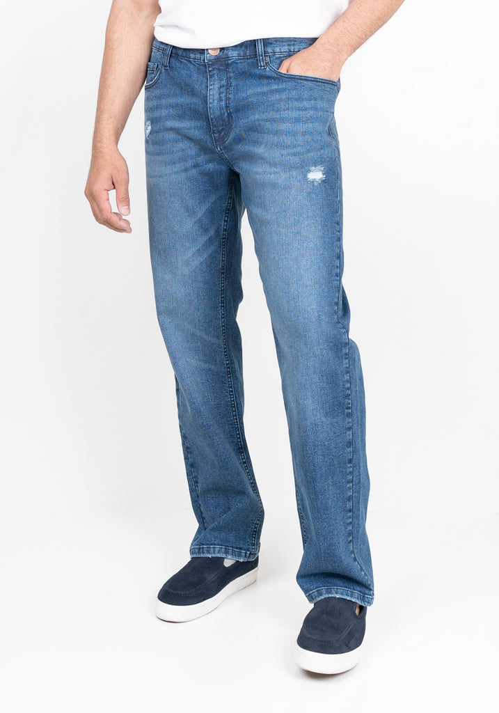Dark Mid Wash Straight Fit Jeans