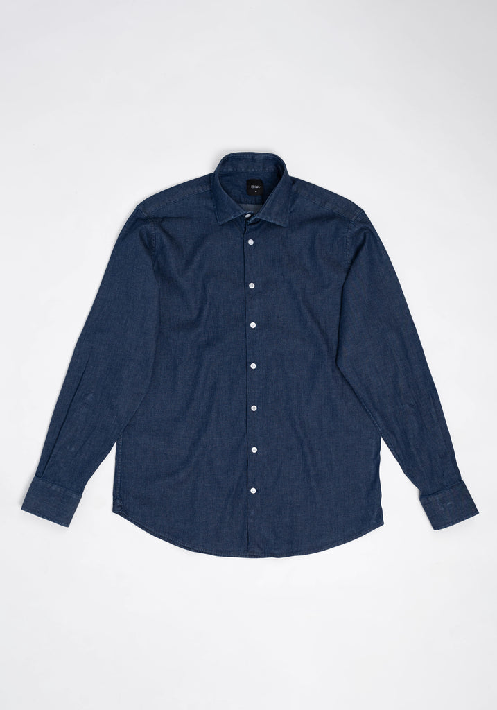Denim Dark Indigo Wash Stretch Shirt  - Classic Collar