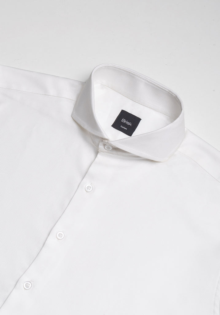 Egyptian Pearl White Pinpoint Shirt - Cutaway Extreme Collar