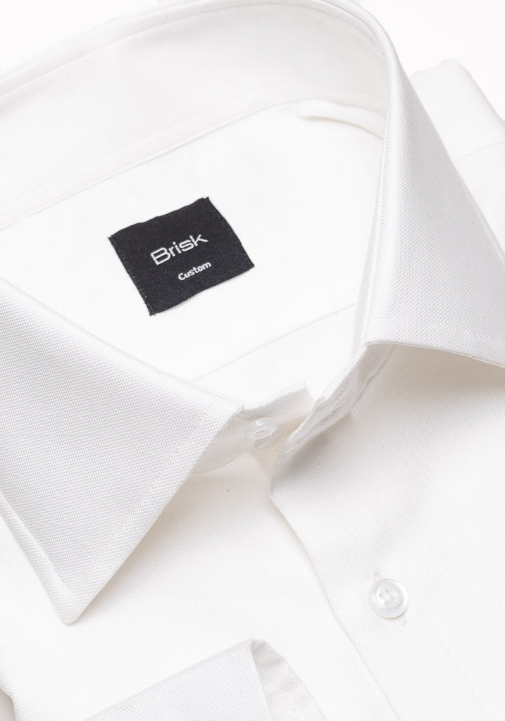 Egyptian Pearl White Pinpoint Shirt - High Cutaway Classic Collar