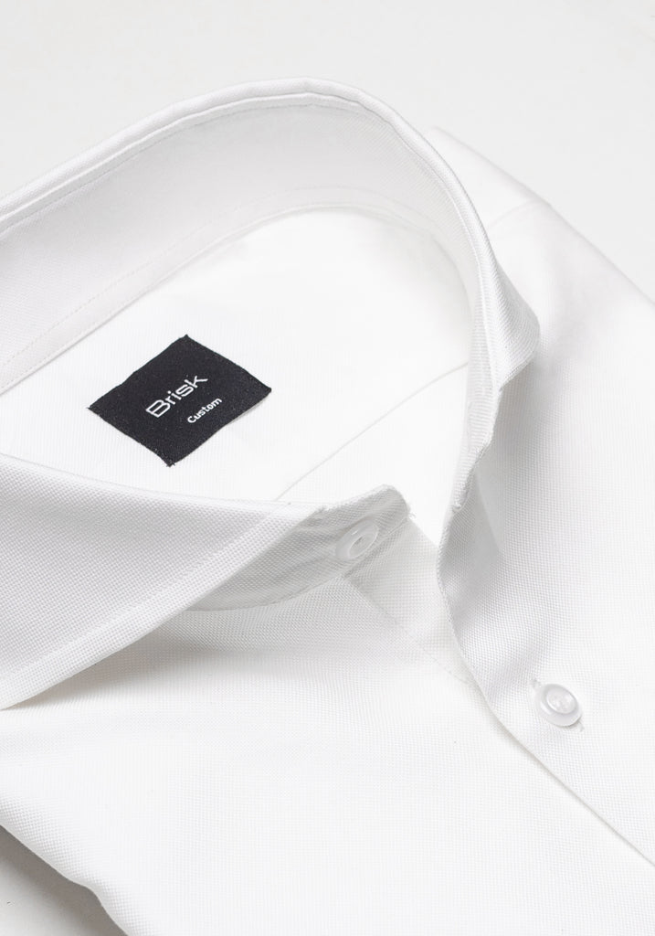 Egyptian Pearl White Pinpoint Shirt - Cutaway Extreme Collar