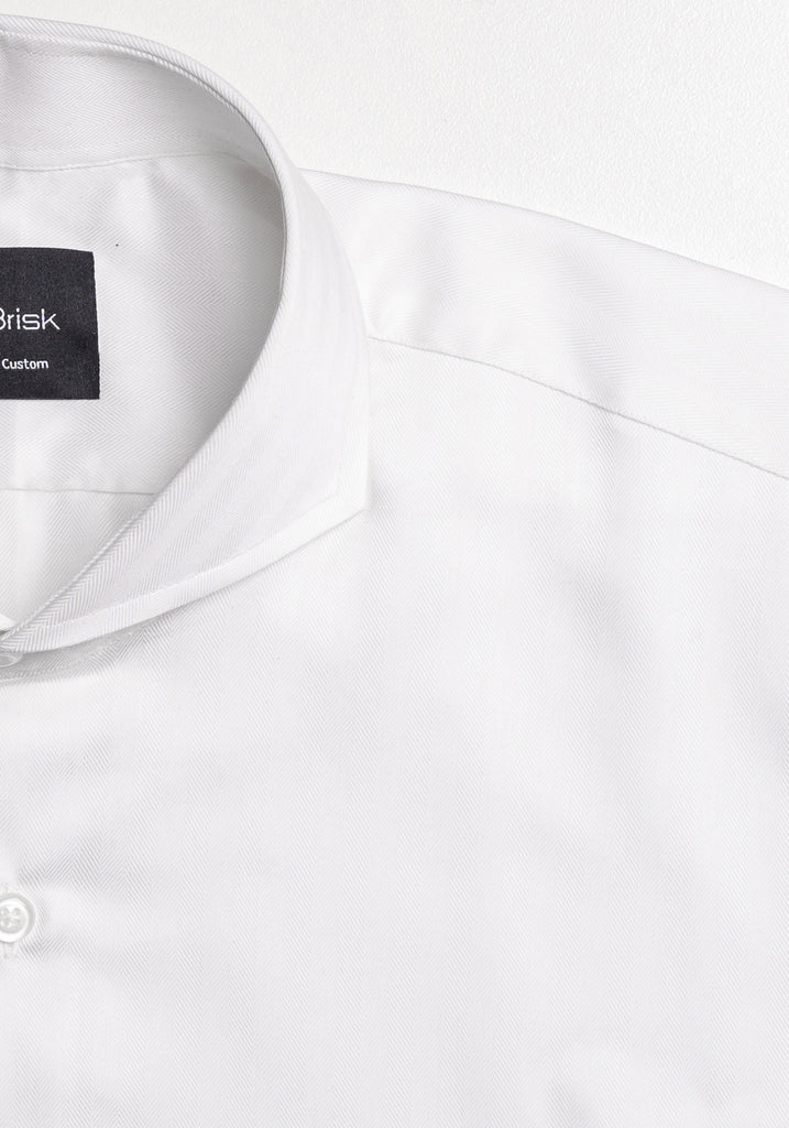 Egyptian Pearl White Herringbone Shirt - Easy Care