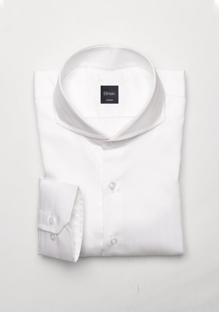 Egyptian Pearl White Herringbone Shirt - Easy Care