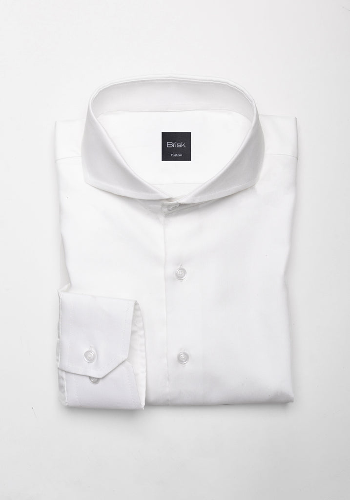 Egyptian Pearl White Pinpoint Shirt - Cutaway Extreme Collar