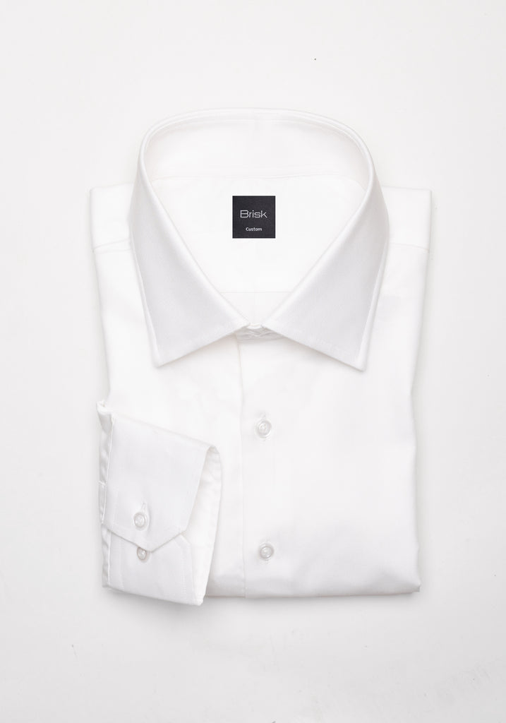 Egyptian Pearl White Pinpoint Shirt - High Cutaway Classic Collar