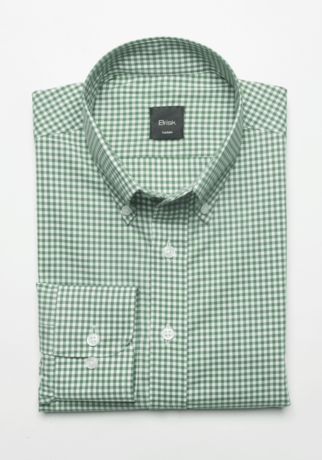 Fine Sage Green Gingham-Easy Care Shirt