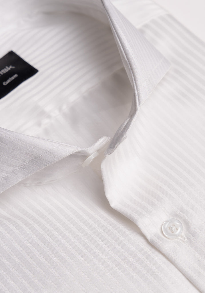 Fine White Glossy Stripes Shirt - Easy Care