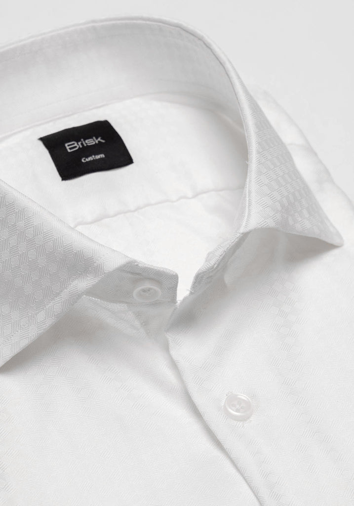 Fine White Diamond Jacquard Shirt-1