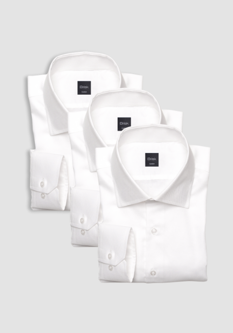 Fine White Royal Oxford Shirts - 3 Pack Bundle