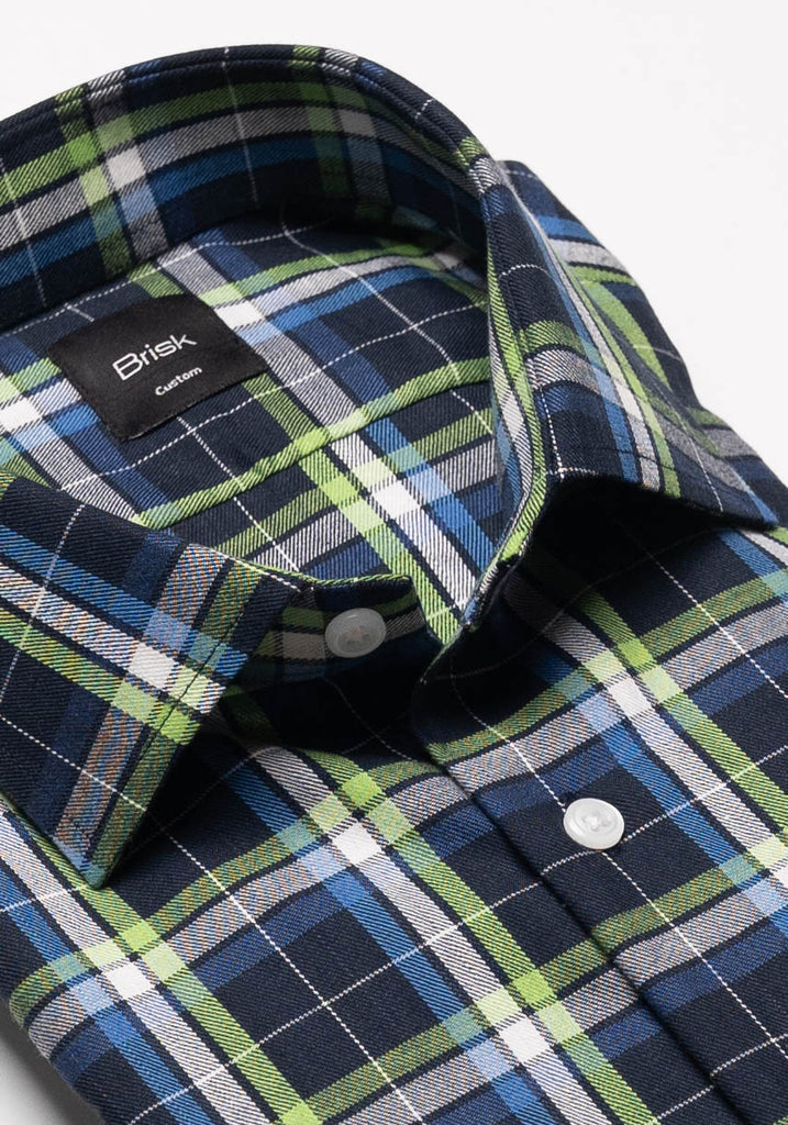 Green Blue Fine Tartan Flannel Shirt-1