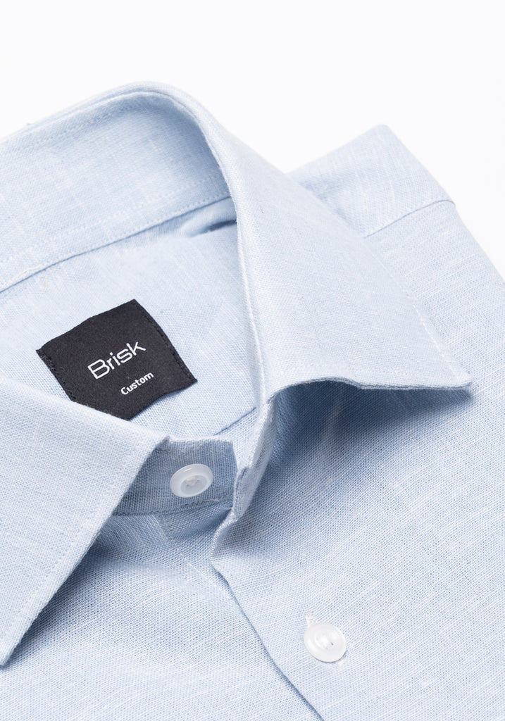 Light Blue Cotton-Linen Shirt - Cutaway Classic