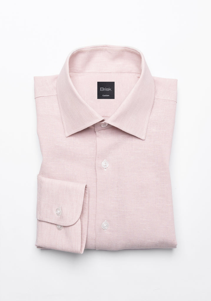 Light Pink Cotton-Linen Shirt - Cutaway Classic Collar