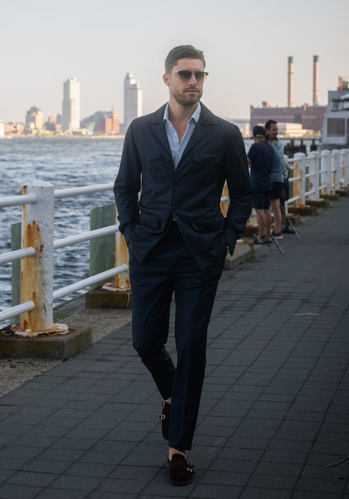 Light Blue Cotton-Linen Shirt - Cutaway Classic Collar