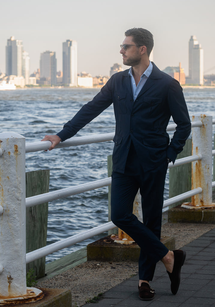 Light Blue Cotton-Linen Shirt - Cutaway Classic Collar