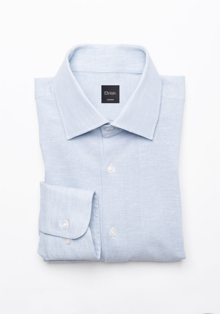 Light Blue Cotton-Linen Shirt - Cutaway Classic