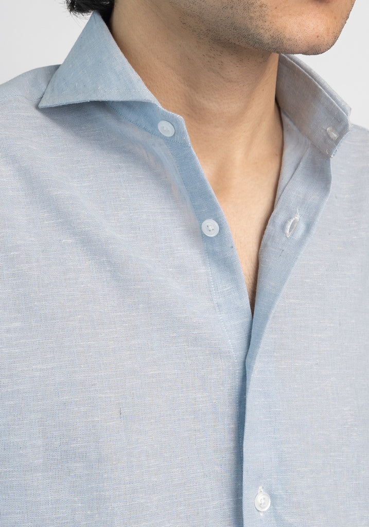 Light Blue Cotton-Linen Shirt