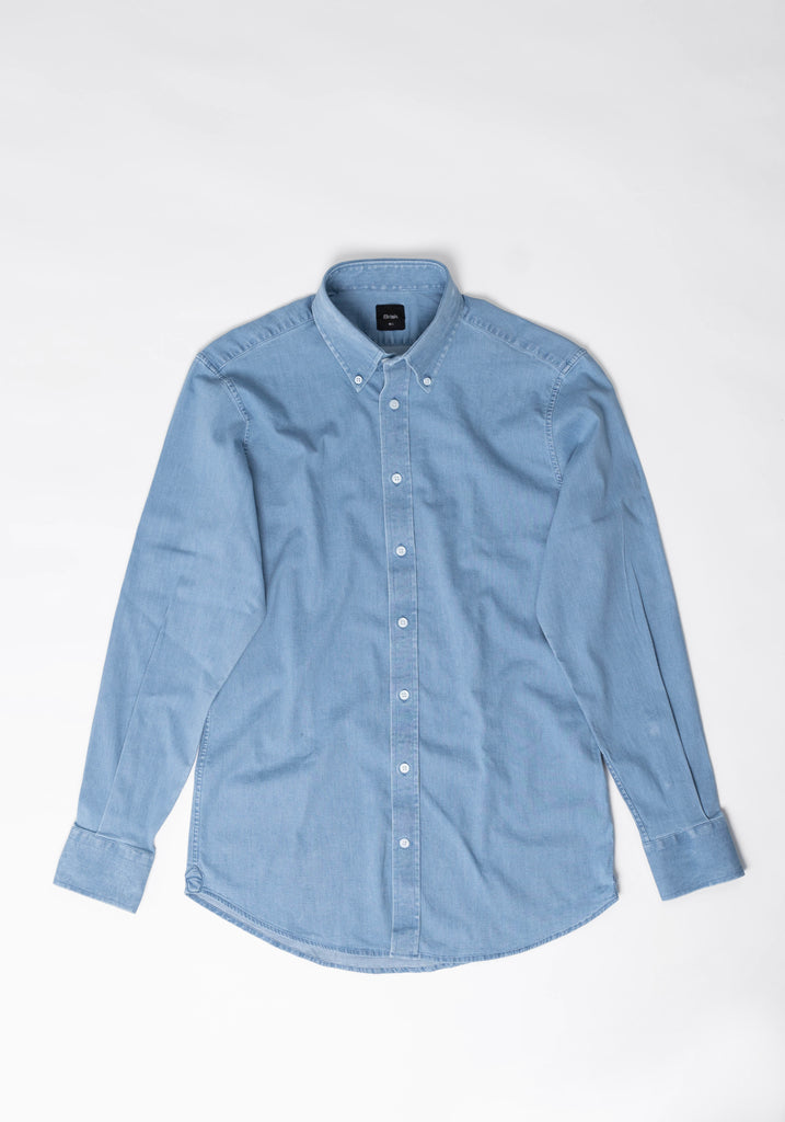 Light Denim Stretch Shirt  - Button Down Collar
