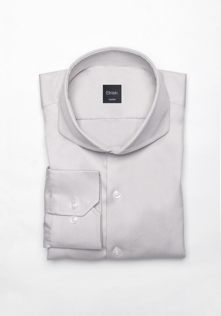 Light Grey Twill Pima Cotton Shirt - Cutaway Extreme Collar