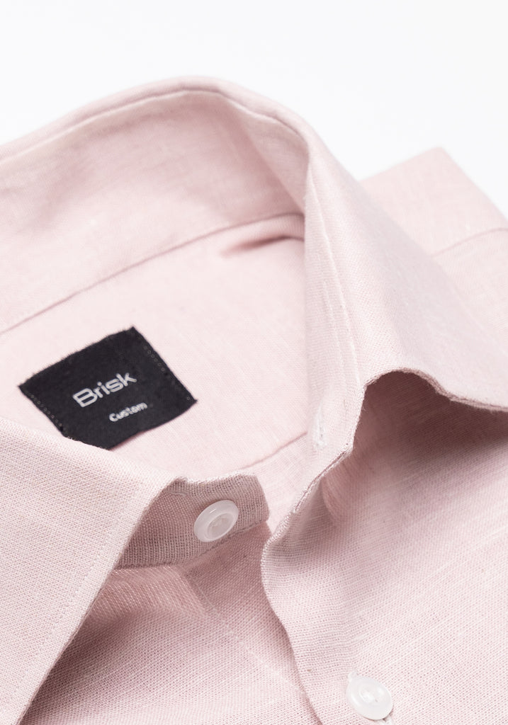 Light Pink Cotton-Linen Shirt - Cutaway Classic Collar
