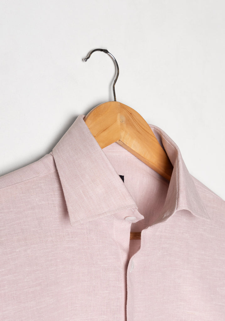 Light Pink Cotton-Linen Shirt - Cutaway Classic Collar