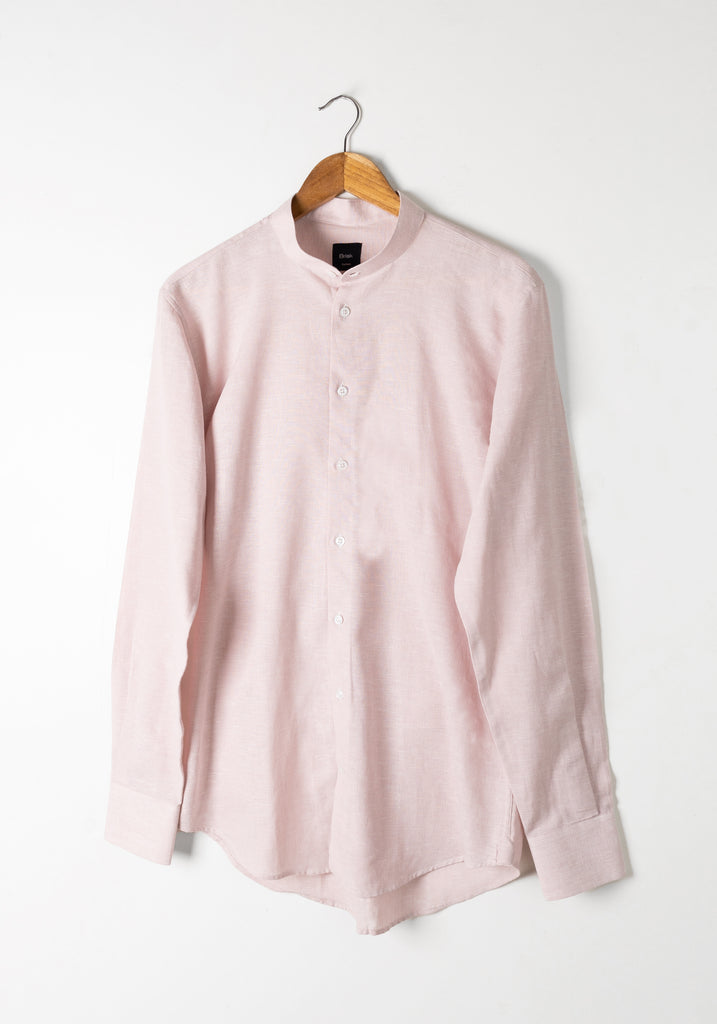 Light Pink Cotton-Linen Shirt - Band Collar