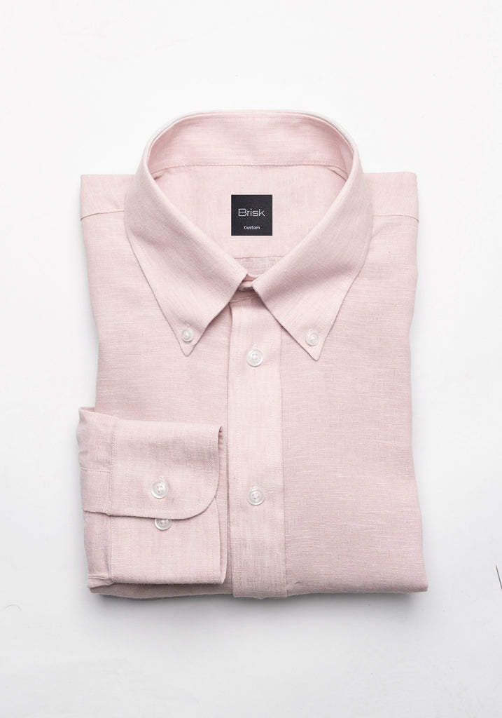 Light Pink Cotton-Linen Shirt - Button Down Collar