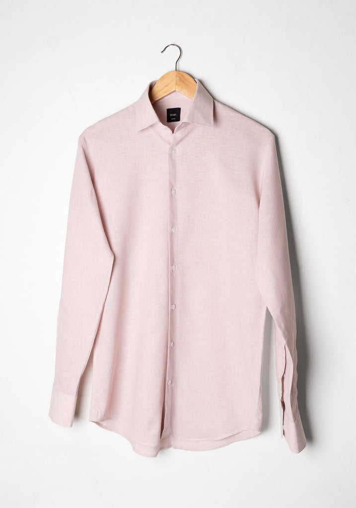 Light Pink Cotton-Linen Shirt - Cutaway Classic Collar