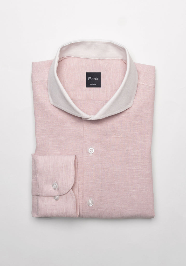 Light Pink Cotton-Linen Shirt - White Cutaway Extreme Collar