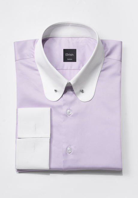 Lilac Easy-Care Sateen Club Pin Collar Shirt