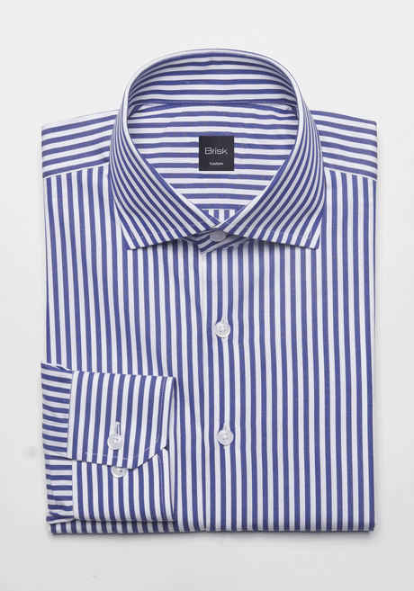 Navy Blue 80s 2ply Cotton-Lyocell Stripes Shirt
