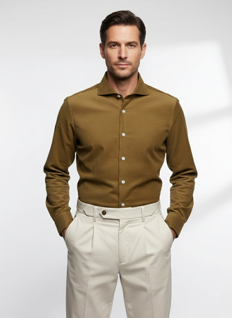 Olive Green Soft Corduroy Shirt