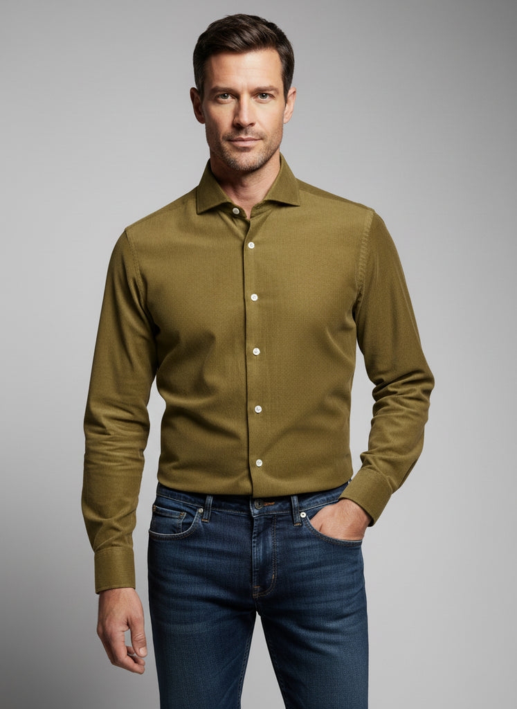 Olive Green Soft Corduroy Shirt
