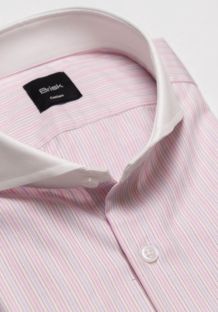 Pastel Pink Lilac Structured Stripes Shirt-1